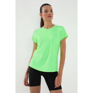 Tommy Life Neon Yeşil Basic Kısa Kol Standart Kalıp O Yaka Kadın T-Shirt - 97144