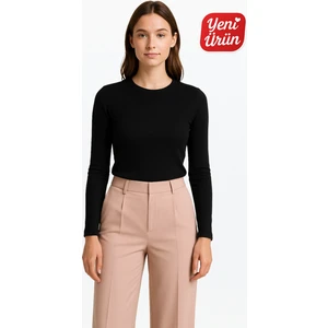 Bisiklet Yaka Uzun Kol Fitilli Bluz