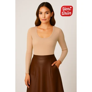 Havuz Yaka Uzun Kol Fitilli Bluz