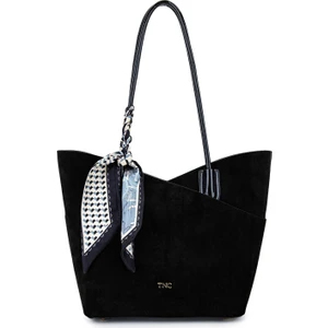 Tamer Tanca Kadın Suni Deri Siyah Süet Kol Çantası 921 26763 Bn Canta Y/24 Sıyah Suet