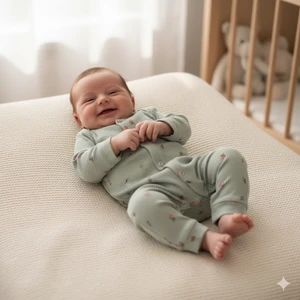 Kız Bebek %100 Pamuklu Yenidoğan 3/9 Ay Lale Manşetli Tulum