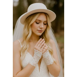 MPY Tekstil Beyaz Dantel Eldiven,gelin eldiveni , parmaksız eldiven , dans eldiveni , kostüm