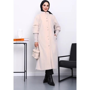 İmaj Butik Krem Düğmeli Angora Kaban
