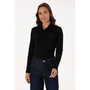 U.S. Polo Assn. Kadın Siyah Basic Polo Yaka Sweatshırt 50307755-VR046
