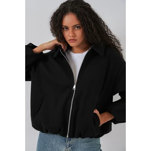 Kadın Bdart Fermuarlı Cepli Bomber Kaşe Ceket Siyah