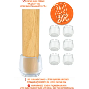 20 Adet 32 mm Şeffaf Silikon Masa Sandalye Pabuç Kaydırmaz Koltuk Zemin Koruyucu Çizdirmez Ayak Kılıfı