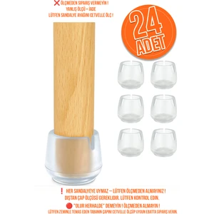Tek Aksesuar 24'lü 21MM-25MM Masa Sandalye Koltuk Pabucu Kaydırmaz Zemin Koruyucu Silikon Susturucu Pabuç