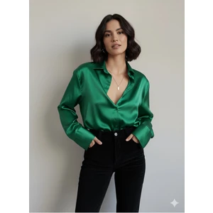 Maxi İdol “kadın Saten Dokulu Şık Uzun Kollu Gömlek – Ofis & Günlük Kullanıma Uygun Bluz”