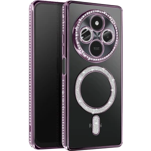 Nezih Case Redmi 14C Uyumlu Taşlı Magsafe Şarj Özellikli Kamera Korumalı Simli Kılıf