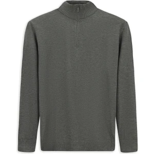 Regular Fit Bato Yaka Fermuarlı Trıko Kazak