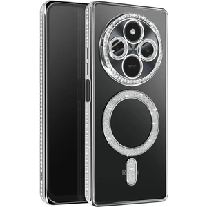 Nezih Case Redmi 14C Uyumlu Taşlı Magsafe Şarj Özellikli Kamera Korumalı Simli Kılıf