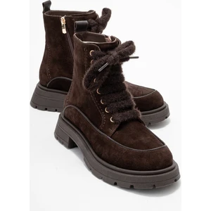 Mına Kahverengi Süet Hakiki Deri Kadın Postal Bot