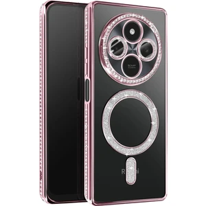 Nezih Case Redmi 14C Uyumlu Taşlı Magsafe Şarj Özellikli Kamera Korumalı Simli Kılıf