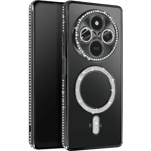 Nezih Case Redmi 14C Uyumlu Taşlı Magsafe Şarj Özellikli Kamera Korumalı Simli Kılıf