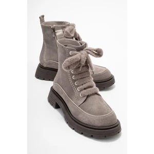 Mına Vizon Süet Hakiki Deri Kadın Postal Bot