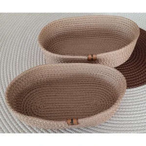Life For You Dekoratif 2 Adet Oval Sepet 15*25CM Altın Kahve Ev Banyo Jüt Çok Amaçlı Düzenleyici Organizer