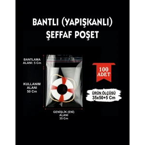 Erfa Plastik Ambalaj 35X50+5 cm Şeffaf Jelatin Bantlı Poşet 100’LÜ | Çeyiz Poşeti Yapışkanlı Ambalaj Torbası