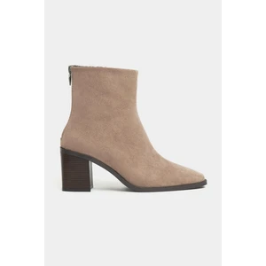 Nişantaşı Shoes Casey Koyu Bej Süet Arka Fermuar Detay Kadın Topuklu Bot