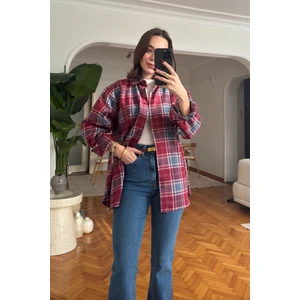 Oversize Ekose Desen Oduncu Gömlek- Kırmızı