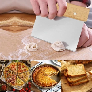 Alvin-Bambu Saplı Paslanmaz Spatula Hamur Kesici Şekillendirici