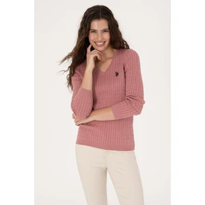 U.S. Polo Assn. Kadın Orkide V Yaka Basic Kazak 50313625-VR221