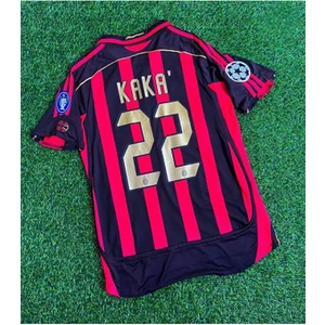 Legent Lady Efsane Milan Kaka 22 Retro Siyah Futbol Forması Hava Alabilen Özel Forma Kumaşı