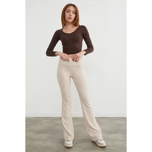 Beli Lastikli Yüksek Bel Flare Pantolon