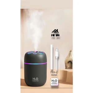 Yeni H2O Çiçek Desenli +1 Flitre ve +1  Koku Hediyeli Hava Nemlendicirisi Gecel Lambası Ortam Hava Yumusatıcı  Humudifier Hava Nemlendirici Buhar Makinası 250 ml