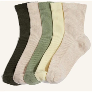 Kız Çocuk 5'li Pamuklu Uzun Çorap G0236A8NS