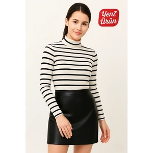 Balıkçı Yaka Uzun Kol Fitilli Bluz