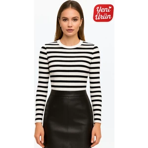 Bisiklet Yaka Uzun Kol Fitilli Bluz