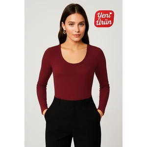 Havuz Yaka Uzun Kol Fitilli Bluz