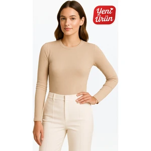 Bisiklet Yaka Uzun Kol Fitilli Bluz