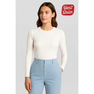 Bisiklet Yaka Uzun Kol Fitilli Bluz