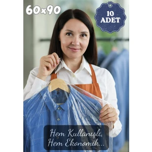 Erfa Plastik Ambalaj Askılı Elbise Poşeti 60×90 cm – Şeffaf Naylon – 10'lu Paket | Elbise, Kıyafet, Mont, Takım Elbise, Abiye Koruma Kılıfı