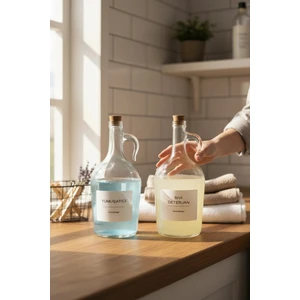 Zeze Desing Dekoratif Mantar Kapaklı Yumuşatıcı ve Sıvı Deterjan Şişesi 1500 Ml(1.5 Litre)