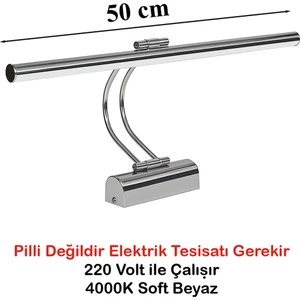 Flüt LED Aplik 50 cm 4000K Soft Beyaz | Modern Duvar Aydınlatma | Enerji Tasarruflu Banyo, Tablo ve Çalışma Masası Lambas