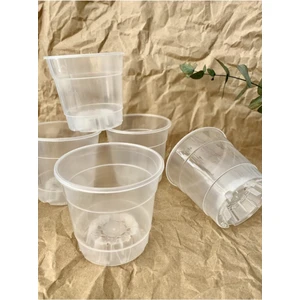 Orkide Üretim Saksısı Şeffaf Orkide Çiçeği Saksı 3 Adet 0,75 Litre Tabaksız Delikli Saksılar