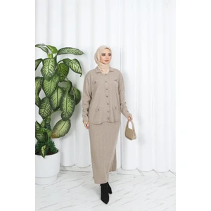 Nisum Moda Cep Detay Etekli Triko Takım