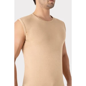 2 Adet Görünmez Atlet Erkek Ten Rengi Bisiklet Yaka Kolsuz Tişört Pamuklu Likralı Yumuşak Esnek Kumaş