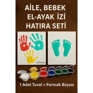 Bebek El Ayak İzi - Aile El Ağacı - Aile El Hatırası - Resim Başlangıç Seti- Tuval (Tual) Seti El İzi Seti