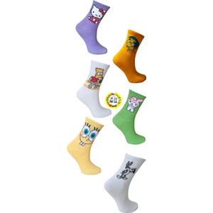 Al Bi 90Lık 6 Çift Renkli Eğlenceli Pamuklu Kolej Çorap