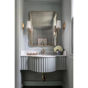 Faw Decor Premium Şık Asimetrik Ahşap Çerçeveli Ayna Ev Dekoru Estetik Duvar Aynası Banyo Aynası