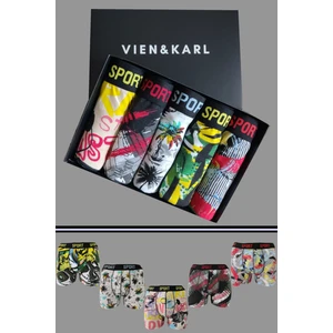 Erkek Desenli 5'li Premium Kutu Penye Pamuklu Likralı Boxer