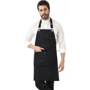 Barista Boyundan Askılı Önlük Çift Cepli - Siyah