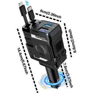 Acl Acc-02 66W Starlight Araç Şarj Cihazı | 4in1 Arada Kablo | Geri Çekilebilir | Type-C Lightning USB Girişli