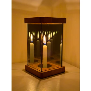 Ashel Art Zera - El Yapımı Sonsuzluk Aynası Ahşap Tealight Mumluk