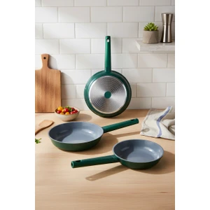 Chef Seramik Döküm 3 Parça Tava Seti Yeşil
