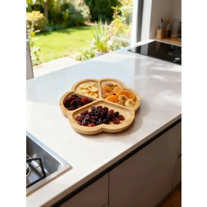 Bölmeli Bambu Sunum Tabağı – Doğal Yuvarlak Servislik 20 cm | Kahvaltı, Meze, Kuruyemiş ve Atıştırmalık Sunumluk