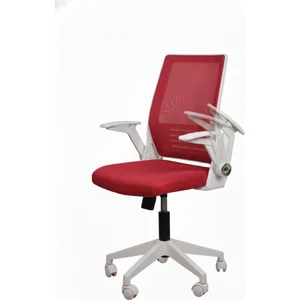 Yağmur Ofis Katlanır Kollu Çalışma Sandalyesi Montajlı | Ofis ve Bilgisayar Koltuğu | Beyaz Kol Kırmızı Kumaş